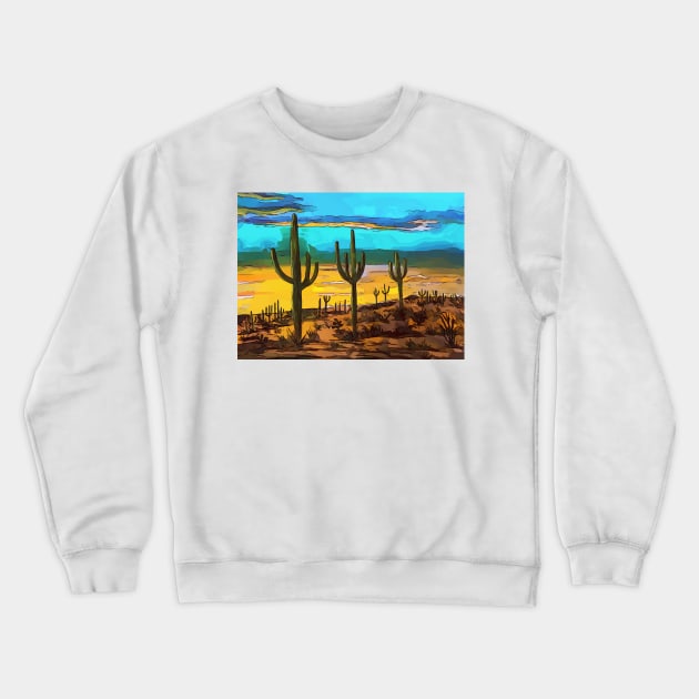 Saguaro from the Saguaro National Park in Arizona Crewneck Sweatshirt by WelshDesigns